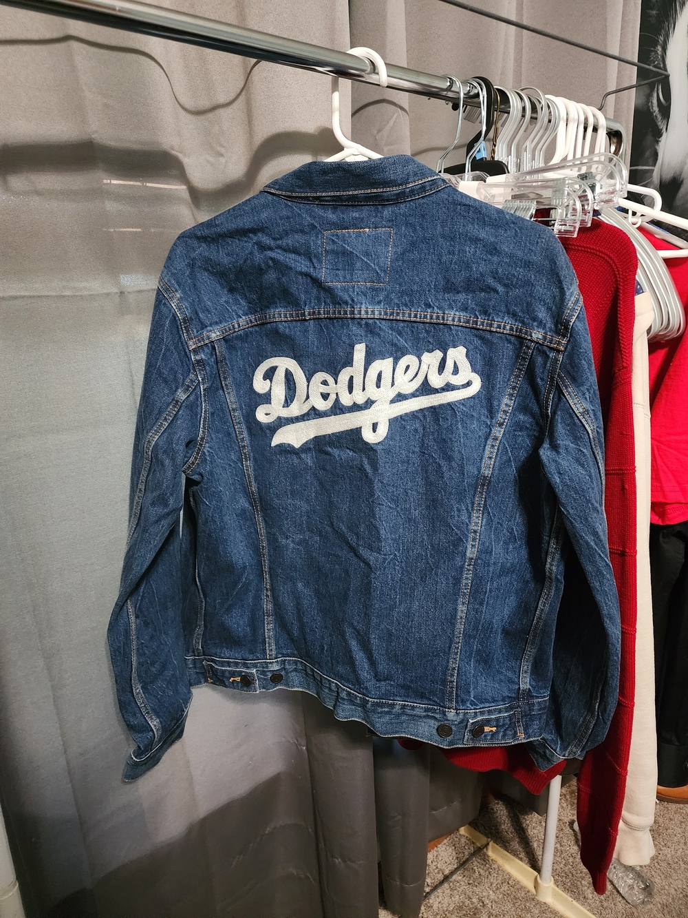 Levi's Blue Denim Jacket with White Dodgers Script Patch
